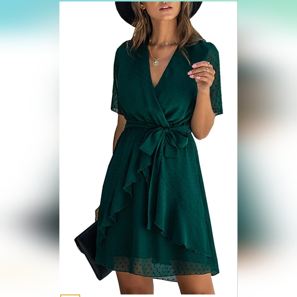 BTFBM green wrap dress.  Size S